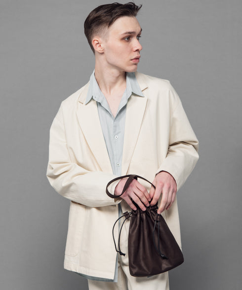 MR.OLIVE E.O.I / WATER PROOF LIGHT LEATHER / DRAWSTRING BAG ミスターオリーブ イーオーアイ / 防水ライトレザー / 巾着バッグ